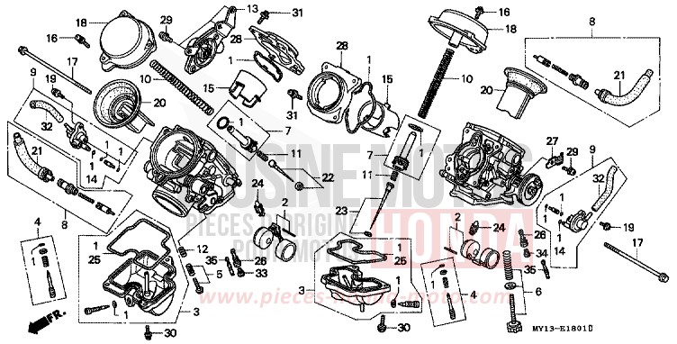 VERGASER (EINZELTEILE) von Africa Twin 750 SCHWARZ (NH1) von 1993
